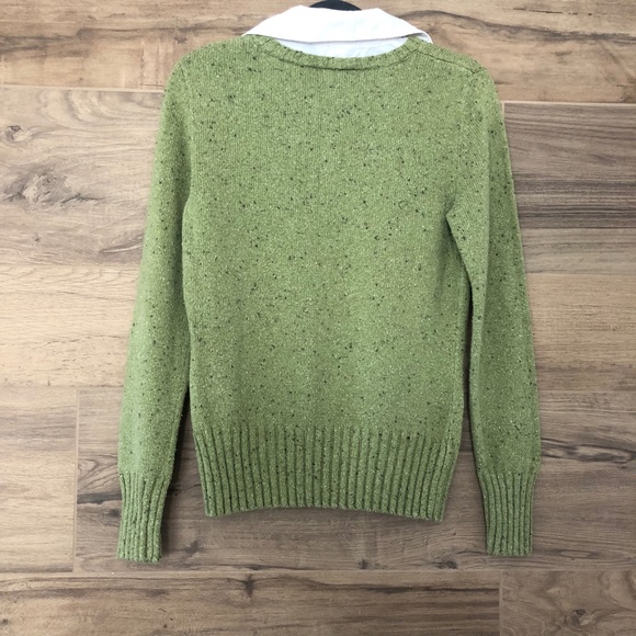 Brina & Em Spring Green Cotton Sweater with White Collar Shirt Underlay Size S - Picture 5 of 6
